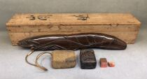 1852 Japans Taniguchi salty carved red sour branch Sea old pen cage printing cage (not old package returned)