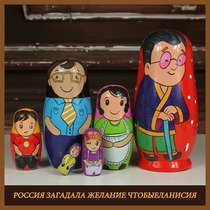 Russian doll 6-story family portrait wooden childrens educational toys pure hand-painted family handicrafts