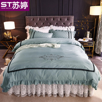 Korean spring and summer new lace quilt cover single quilt cover bed skirt bed set 2 0 bed three four piece set 4 piece set