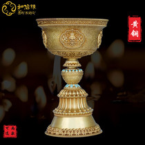 Pure copper ghee lamp for Buddhist lamp Home Monastery Buddha Former fine lotus Eight auspicious long Ming lamp holder bronze pendulum piece