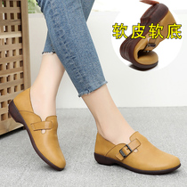 2021 new spring and autumn womens shoes driving flat shoes womens casual single shoes Four Seasons beef tendons soft leather leather shoes