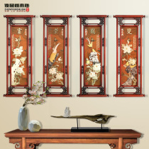 Dongyang wood carving pendant living room wall hanging Chinese solid wood carving background wall jade carving decorative painting Mei Lan bamboo chrysanthemum hanging painting