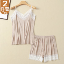 2021 Summer MoDeir lace harness vest shorts female pyjamas home clothes Home Two suits Leisure up to the suit