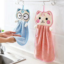 Kitchen cuddly thickened Hanging Wipe Hand Towels Super Super Absorbent Dishwashing Towel Rubbed Cartoon Kitten Wipes