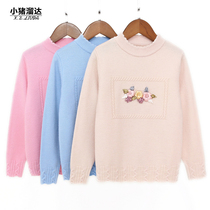 2020 autumn and winter childrens sweater Girls pullover sweater round neck thickened warm middle and large childrens cardigan