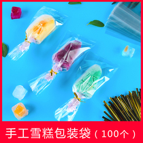  Disposable transparent plastic handmade ice cream packaging bag containing sorbet popsicle ice cream popsicle bag wire belt