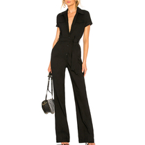 Europe and the United States in the summer of 2020 new womens star beeshiv catwalk high-end fashion Black thin jumpsuit