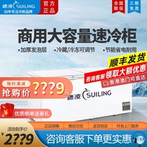 Ear Ling BD-580 Horizontal Ice Cabinet Commercial Large Capacity Refrigerated Frozen Fridge Refreshing Quick Freeze Tea Freezer Wheeling