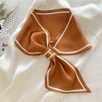 Super good texture ~ simple double-sided silk scarf Joker decoration professional scarf simulation silk long thin scarf spring and autumn