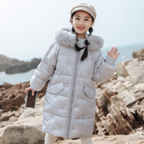 Girls Down Jacket 2021 New Women's Treasure Middle School Long White Duck Down Anti-fouling Wash-free Warm Thickened Coat