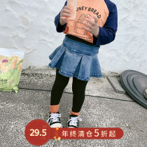 Little pudding baby baby childrens clothing 2020 new spring dress children Korean denim skirt pants girls spring and autumn casual pants tide