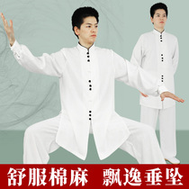 Cotton Hemp Tai Chi Suit Woman Taijiquan Conserved Chinese Wind Martial Arts Costume Mens Performance Clothing Spring Autumn Season Suit