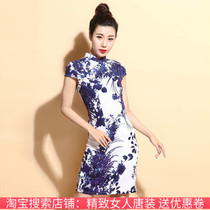 Pastoral style summer Sexy Slim short cheongsam cotton linen womens cheongsam dress fashion improvement daily cheongsam