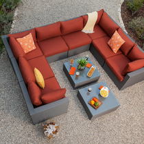 Outdoor Rattan Sofa Indoor Sun Room Single Chair Coffee Table Combination Courtyard Garden Balcony Outdoor Rattan Waterproof