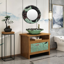Modern Chinese bathroom cabinet combination floor washing table art three-dimensional carved board bathroom cabinet washing table cabinet customization