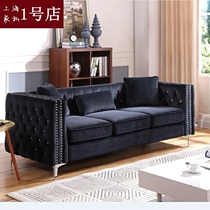 American Nordic fabric velvet black trio sofa European style living-room clubhouse Fitted Shop Decent Board Room Sofa