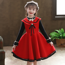 Girls suit 2021 autumn new network of red Korean dress zhong da tong Western style woolen piece in the spring and autumn