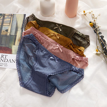 Low waist lace edge panties womens passion hot temptation lace ladies pure cotton crotch sexy see-through comfortable briefs