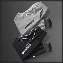Winter feet knitted casual pants men plus velvet thickened winter New letter printing sports pants winter pants men