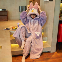 Coral Velvet Winter Pajamas in 2021 new autumn and winter plus plus extra sweet cartoon cute home suit