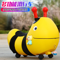 The new children's little bee taxiing car wasp four-wheel twisted car bumblebee roller car roller car music toy car