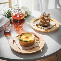 Sakura on the flower in Japanese style oak round wooden bread plate Pat tray cake dessert plate dessert plate