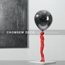 Simple modern light luxury model room Home living room entrance cabinet Character sculpture soft decoration Art decoration