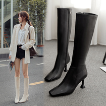 Boots children 2021 new autumn and winter plus suede large cylinder with thick legs long boots white cow leather though kneecap in kneecap