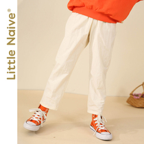 LittleNaive little innocent girl pants 2021 spring and autumn casual pants thin high waist solid color flower bro pants
