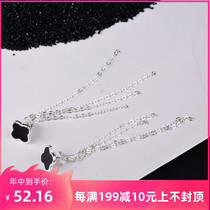 99 sterling silver four-leaf clover pattern A two-wear earrings womens face thin earrings temperament net red style earrings