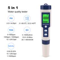 New water quality test pen salinity temperature TDS EC five-in-one tester phmeter multi-function test