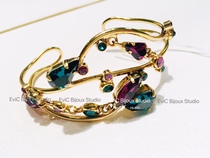 Big Name Designer 24k Gold Plated High Order Flow Colorful Crystal Bracelet