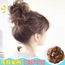 Realistic wig hair bun rubber band hair bag plate hair pull flower small ball flower bud female floral headdress fluffy curly hair big Hairband