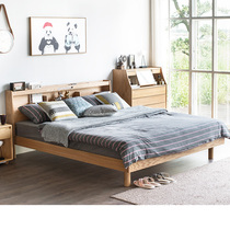 Uwood furniture pure solid wood double bed 1 8 meters oak bed 1 5 meters solid wood bed lamp bed storage bed Nordic q
