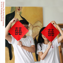 Creative small pair connection wedding door bedroom decoration set happy character mini hanging door stickers