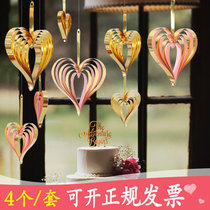 Beauty Salon Ceiling Decoration Solid Heart-shaped Gold Shop Festival Events Scene Placement Creative Hanging Jewelry Hanging