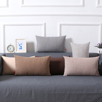 Solid color rectangular pillow thickened linen sofa cushion office chair waist back cushion