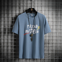 Short-sleeved T-shirt mens 2021 summer new round neck cotton T-shirt Tide brand trend loose base shirt clothes T