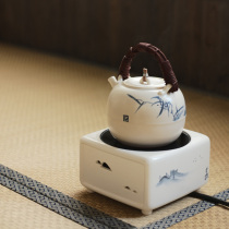 Wu Zhenfan Shantang hand-painted blue and white soda glazed pottery pot tea kettle electric pottery stove small tea cooker