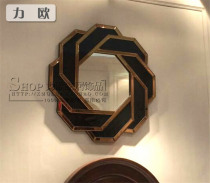 European Neoclassical hanging mirror Octagonal wall-mounted background wall decorative mirror Foyer Living room Dining room entrance mirror Bathroom mirror