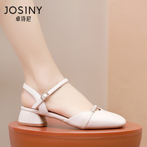 Chapels 2022 Summer new sandals women Baotou coarse heel lined with water drill commute 100 lap womens shoes