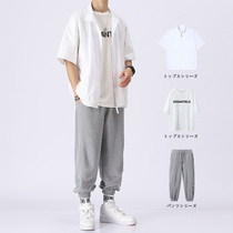 2021 new mens short-sleeved t-shirt tide brand summer clothes suit fog ruffian handsome mens set with handsome