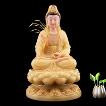 Han Baiyu Buddha statue Huangyu inlaid with gold Guanyin Home View bodhisattBodhisattBodhisattva 3 Holy stay-at-home pendulum