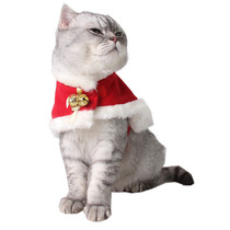 New Years Christmas cloak pet party supplies cat pet warm red velvet cloak Bell scarf