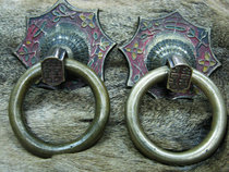 Republic of China bronze objects old objects folk objects Republic of China copper double happy word octagonal door ring