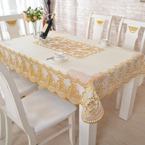  PVC bronzing tablecloth Plastic waterproof oil-proof anti-scalding leave-in high temperature resistant rectangular European-style coffee table tablecloth