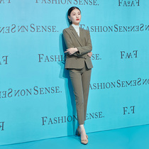 Zameen Long Sleeve Series 2021 Fall New Brown Suit Suit Womens Temperament Fashion Career West Suit Autumn-winter