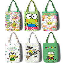 Big-eyed Frog Kero Kero Keroppi Kero Frog Canvas Shopping Bag Shoulder Bag Carrying Bag