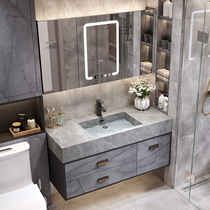 Smart luxury bathroom cabinet combination simple modern toilet sink washbasin rock board bathroom mirror wash table