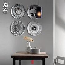 Nine Earth modern wall decoration creative ceramic wall wall plate TV wall decoration tea room hanging jewelry